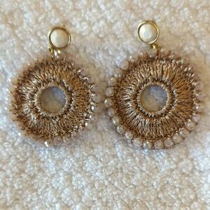 Elegant Gold and Cream Earrings